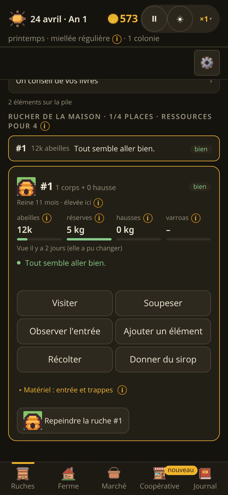 Une visite à la ruche, sur un téléphone