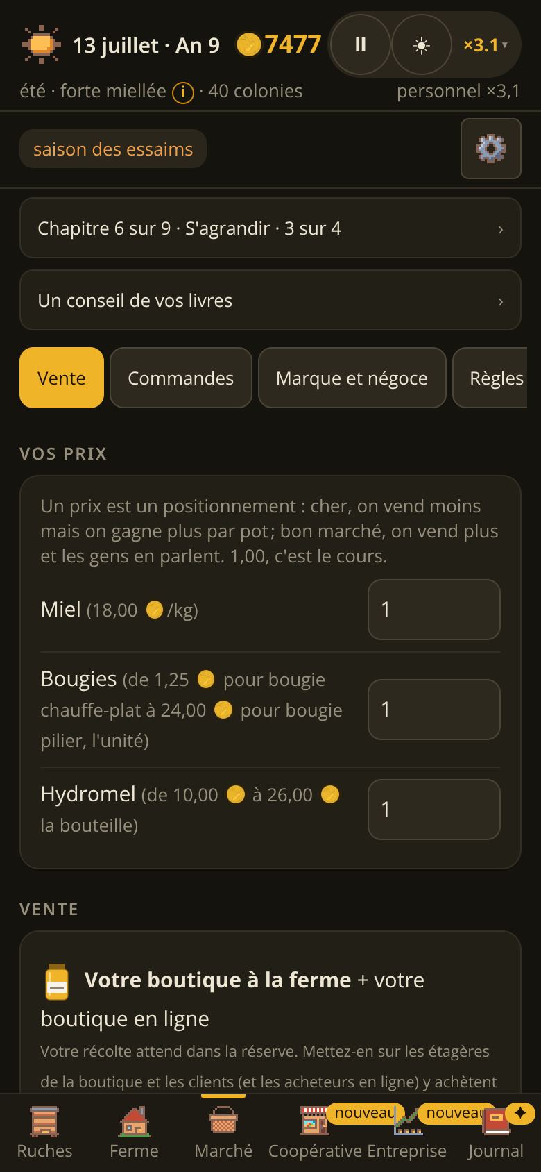 Vendre, sur un téléphone